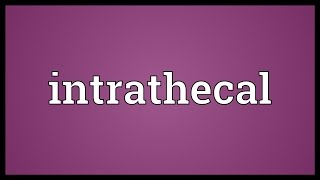 Intrathecal Meaning [upl. by Leonardi]