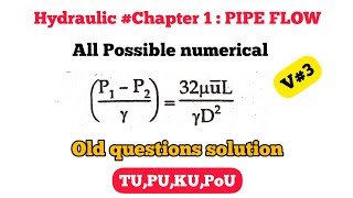 HYDRULICS NUMERICAL  V3  CHAP 1  HAGEN POISEUILLE EQUATION  POWER [upl. by Netnerb629]