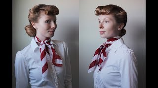 Bumper Bangs and Victory Rolls  Vintage Updo  Heatless  Hair by Hannah [upl. by Ymirej347]