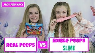 Real Peeps vs Edible Peeps Slime  Jacy and Kacy [upl. by Johannessen]