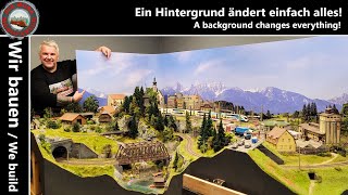 Modelleisenbahn H0  der neue Hintergrund verändert einfach alles Aufbau und saubere Anlagenkante [upl. by Jobey]