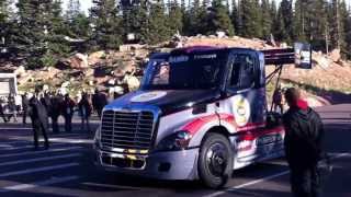 Pikes Peak 2013 startline Mike Ryans Freightliner Special truck [upl. by Nytram543]