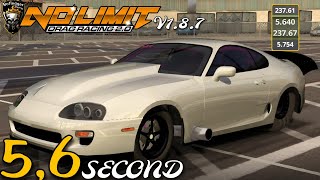 56 Second Supra MK4 Tune Twin Turbo No Limit Drag racing 2 Complete System tuning [upl. by Blossom]