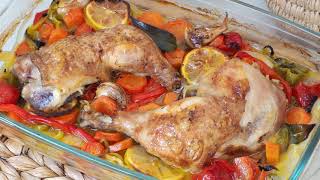 POLLO con VERDURAS al horno fácil ¡Rápido y Exquisito [upl. by Ecahc]