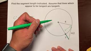 Finding Segment Lengths in Circles given a tangent line and radius [upl. by Llertnad788]