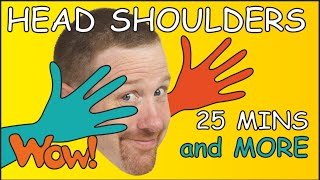 Head Shoulders  More  25 Mins funny Collection for Kids  Body Parts from Steve and Maggie [upl. by Rubie]