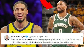 NBA REACT TO MILWAUKEE BUCKS LOSING THE SERIES TO INDIANA PACERS  BUCKS VS PACERS REACTIONS [upl. by Narik]