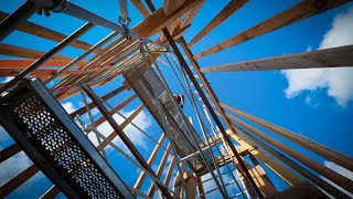 Mounting the final section of the turret roof [upl. by Ynehteb]