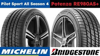 Michelin Pilot Sport All Season 4 vs Bridgestone Potenza RE980AS [upl. by Yong]