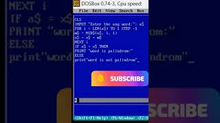 check the any string palindrom or not in qbasicqbasic tutorial qbasic codeqb short video [upl. by Emelda]