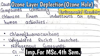 Ozone Layer Deplection  Ozone Hole  Environmental Chemistry  Impfor MSc4th Sem [upl. by Holcomb]