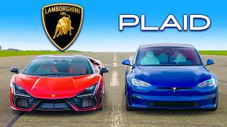 Lamborghini Revuelto v Tesla Model S Plaid DRAG RACE [upl. by Birkner]