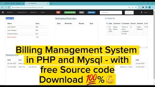 Billing Management System in PHP and Mysql  with free Source code 💯 Download 🔥💪 [upl. by Batory]