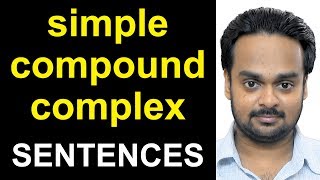 SIMPLE COMPOUND COMPLEX SENTENCES  with Examples Exercises  Sentence Clause Structure  Grammar [upl. by Venus]