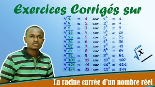 EXERCICES CORRIGES SUR LA RACINE CARREE DUN NOMBRE REEL [upl. by Shirline]