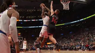 Svi Mykhailiuk just has the block of the year on a Mitchell Robinson dunk 😱 [upl. by Akinnej]