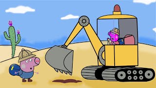 Peppa pig wants to ride the excavator  Coloring Page  Peppa Pig Fanmade Coloring Story [upl. by Ambrosi311]