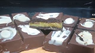 viral kunafa pistachios chocolate  pistachios stuffed dubai viral chocolate bar [upl. by Suhsoj94]