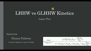 Generalized Langmuir Hinshelwood Hougen Watson GLHHW  Aspen Plus [upl. by Kannan]