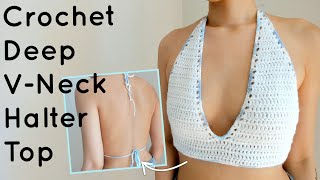 Deep V Neck Halter Top  Tutorial DIY [upl. by Sewoll]