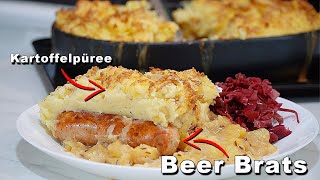 German Bratwurst and Beer Braised Golden Potatoes Pie [upl. by Yerrot]