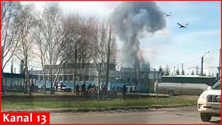 Ukrainian drones attacked an aircraft plant in Tatarstan where Tu22M and Tu160M are produced [upl. by Osithe108]