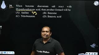 When benzene diazonium salt react with Hypophosphorous acid then product formed will be [upl. by Edahs]