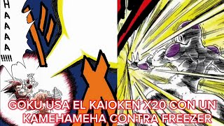 GOKU USA EL KAIOKEN X20 CON UN KAMEHAMEHA CONTRA FREEZER ESCENA DE DBZ MANGA A COLOR [upl. by Theurich395]