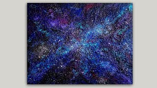 3D Textured Galaxy Acrylic Painting on Canvas Tutorial  DIY Wall Art [upl. by Natanhoj500]