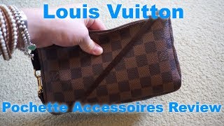 Louis Vuitton Pochette Accessoires Damier Ebene  Review amp Contents [upl. by Katrinka]