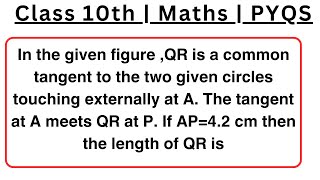 In the given figure QR is a common tangent to the two given circles touching externally at A The [upl. by Hazel]