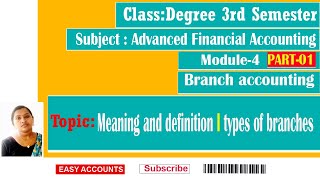 Degree 3rd Sem Advanced Financial Accounting Module 4  branch accounting  Part1 Easy Accounts [upl. by Chaim]