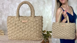 Bolsa de croche com alça Fio de juta Bolsa de mão em crochêCrochet bag pattern Bolsa Serena [upl. by Ecallaw]