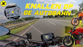 Volgas op de Autobahn  Ducati Streetfighter V4 S vs KTM 1390 Super Duke R [upl. by Meris]