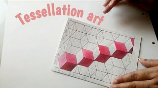 Tessellation art how to make tessellationeasy tessellation drawing geometric tessellationcube [upl. by Micaela]