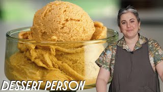 Claire Saffitzs Homemade Ice Cream Recipe Salted Caramel  Dessert Person [upl. by Limoli521]