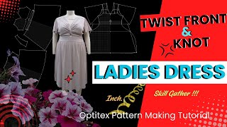 LADIES DRESS  LADIES FRONT TWISTED DRESS  SMOCKING DRESS  HOW TO MAKE LADIES DRESS IN OPTITEX [upl. by Yelsek]