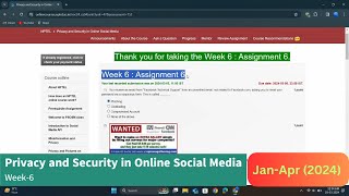 Privacy and Security in Online Social Media Week6 AssignmentQuiz  JanApr 2024  Solutions [upl. by Lleihsad]