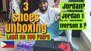 Triple Unboxing Tayo Mga idol  Jordan shoes  Iverson shoes  100 Pairs Goal [upl. by Bowie260]