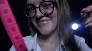 ASMR InDepth Glasses Fitting  face measuring inaudible whispers glasses tapping light triggers [upl. by Wedurn293]