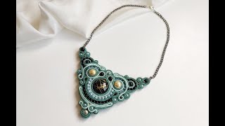 Handmade Designer Necklace Boho Ethnic Jewelry Soutache Embroidery Green Statement Necklace [upl. by Hanschen]