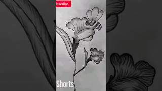 Honey Bee With Flower Drawing Easy Drawing  flowers bee viralvideo youtubeshorts [upl. by Repmek874]