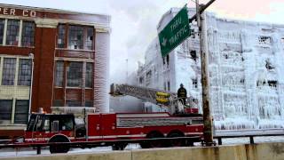 quotIce PalacequotAmazing Video of CFD battling the 511 Alarm Warehouse Fire Chicago IL 2013 [upl. by Ydnamron205]