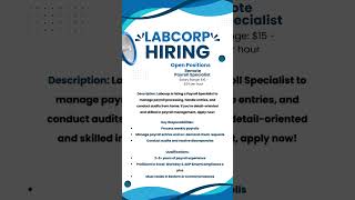 Payroll Specialist With LabCorp Remote Payroll Specialist – Labcorp Work From Home remotejobs [upl. by Danielson]