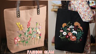 New Hand Embroidered Womens Fabric Cotton Tote Bags Sewing Patterns 2023 [upl. by Ecirtra659]