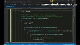 C 60 Tutorial  Advanced  56 RijndaelManaged Cryptography Encrypt and Decrypt Example [upl. by Dnana]