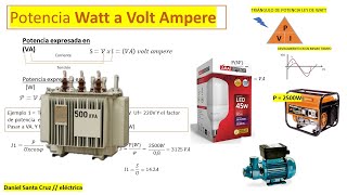 Como convertir potencia eléctrica WATT A KVA 👀 [upl. by Radburn]