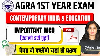 Bed 1st Year Exam 2024  Important MCQ on Contemporary India and Education  Catalyst soni [upl. by Johnnie]