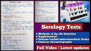 Serology Tests  method of AgAb Detection  Agglutination  ELISA  Immuno chromatography [upl. by Chlori385]