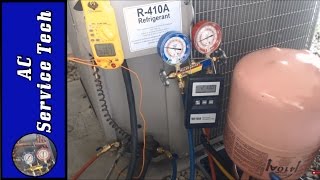 R410A Charging Weighing in Refrigerant Charge through the High Side Red Gauge and Why [upl. by Winny270]